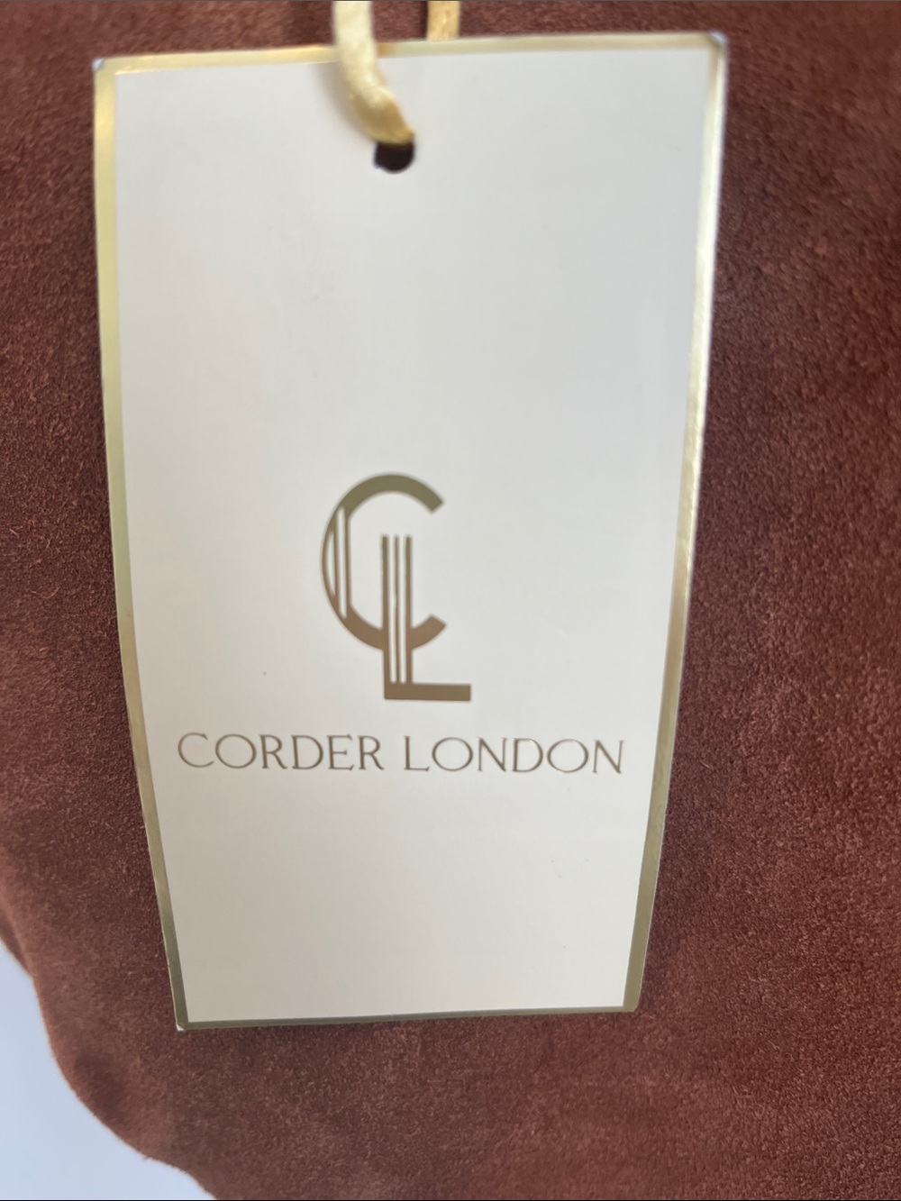 NWT Corder London Brown Suede Gold-Studded Shoulder Bag - Picture 3 of 11